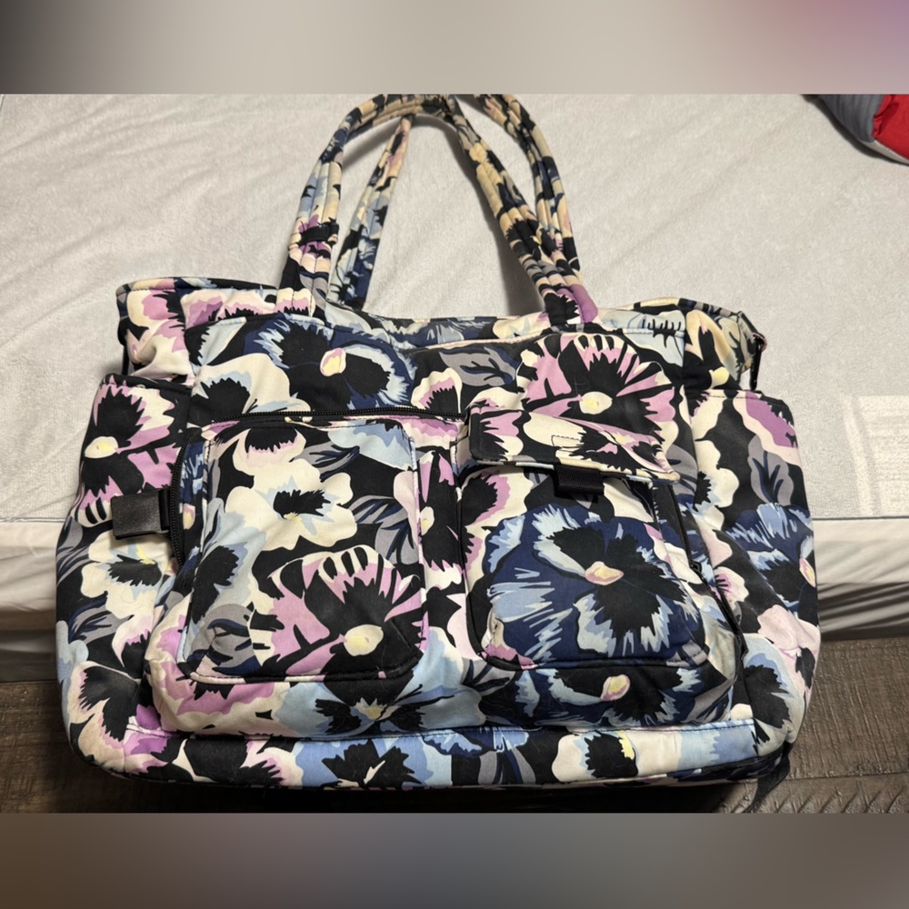 Vera Bradley Black and Purple Floral Tote